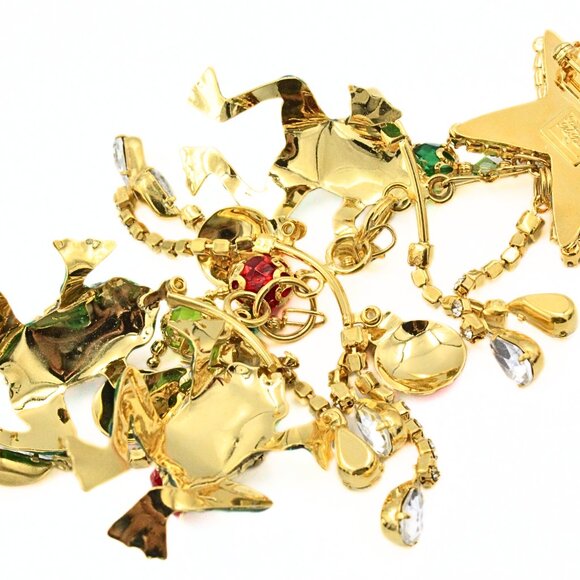 Magnificent Lunch At Ritz Enamel Frog Christmas Tree Holiday Brooch Earrings Se - Picture 12 of 12